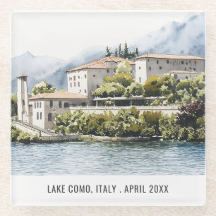Comer See Norditalien Wasserfarbe Italien Reisen Glasuntersetzer