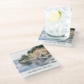 Comer See Norditalien Wasserfarbe Italien Reisen Glasuntersetzer (Schrägansicht)