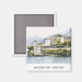 Comer See Norditalien Wasserfarbe Italien Reisen Magnet (Vorderseite/Rückseite)