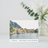 Comer See Norditalien Wasserfarbe Save the Date Postkarte (Stehend Vorderseite)