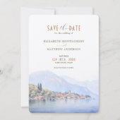 Comer See Serenity Wasserfarbe Save the Date Einladung (Vorderseite)