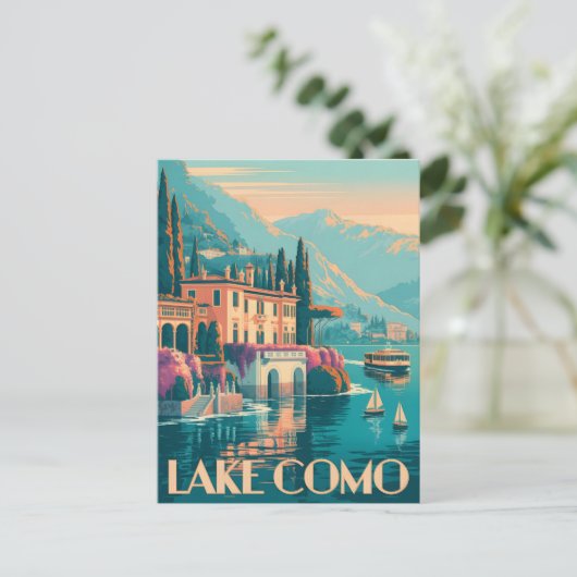 Comer See Vintag Postkarte (Stehend Vorderseite)