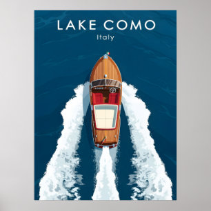 Comer See Vintage-Motorboot – Italienische Reise Poster