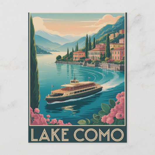 Comer See Vintage Postkarte (Vorderseite)