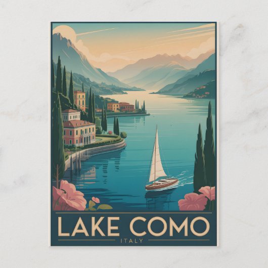 Comer See Vintage Postkarte (Vorderseite)
