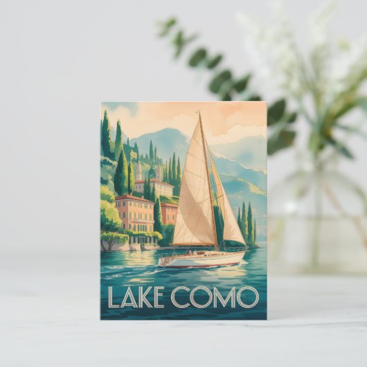 Comer See Wasserfarbe Postkarte (Stehend Vorderseite)