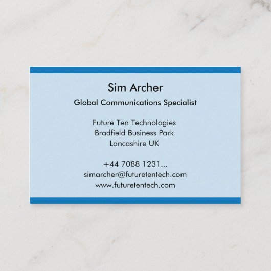 Comet Blue Pattern Business Card Visitenkarte (Rückseite)