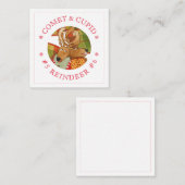 COMET CUPID REINDEE 2,5" Square Flat Card Mitteilungskarte (Vorne/Hinten)