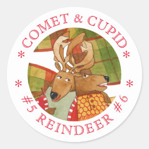 COMET CUPID REINDEER Große Round Stickers