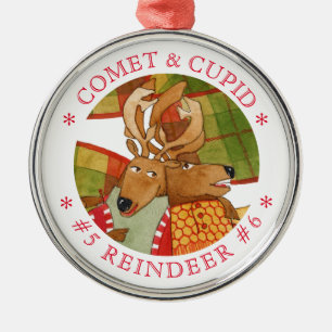 COMET CUPID REINDEER Premium RUNDFUNK Ornament Aus Metall