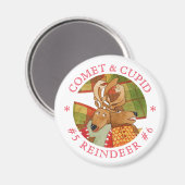 COMET CUPID REINDEER Round Magnet (Vorderseite/Rückseite)