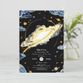 Comet Editable Space Birthday Einladung (Stehend Vorderseite)