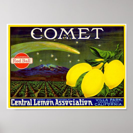 Comet-Markenbezeichnung Lemon Crate Label Western Poster (Vorne)