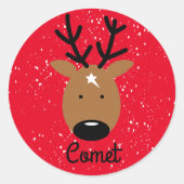 Comet Rentier Classic Round Aufkleber (Vorderseite)