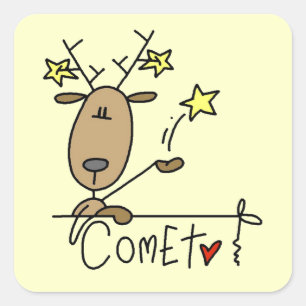 Comet Rentier Weihnachts T-Shirts und Geschenke Quadratischer Aufkleber