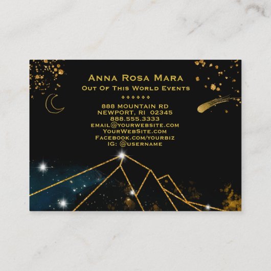 *~* Comet Sacred Geometry Gold Glitzer Mondmond Mo Visitenkarte (Rückseite)