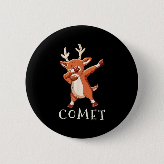 Comet Santas Reindeers Family Matching Outfit Chri Button (Vorderseite)