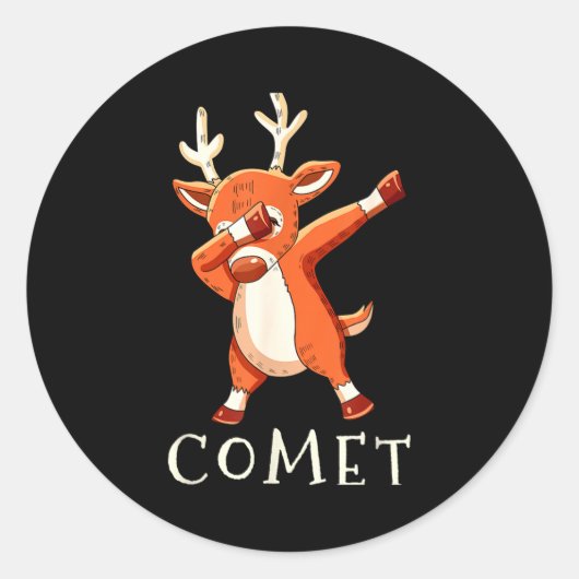 Comet Santas Reindeers Family Matching Outfit Chri Runder Aufkleber (Vorderseite)