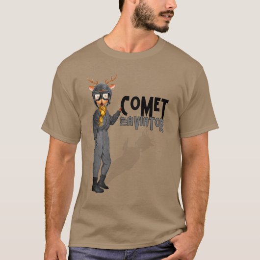 Comet Santa's Rentier der Aviator T-Shirt (Vorderseite)