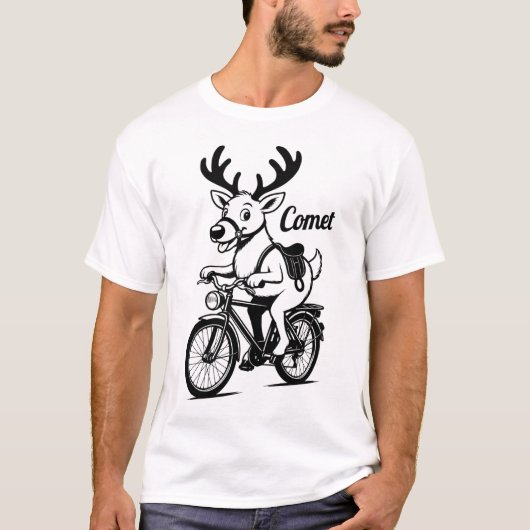 Comet The Reindeer Riding a Bike T-Shirt (Vorderseite)