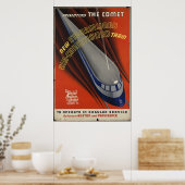 Comet Train Vintage Travel Poster und Retro Prints (Küche)