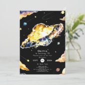 Comet Whimsy Space Geburtstag Einladung (Stehend Vorderseite)