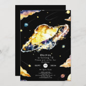 Comet Whimsy Space Geburtstag Einladung (Vorne/Hinten)