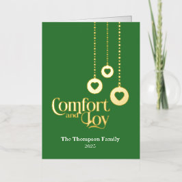 "Comfort and Joy" Green Foll Foil Holiday Card