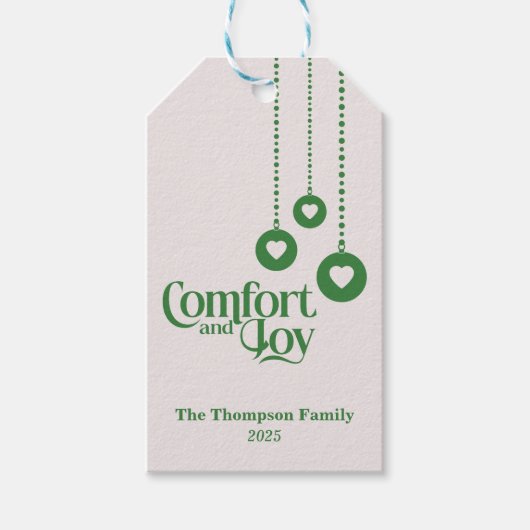 "Comfort and Joy" in hellrosa Geschenkanhänger (Vorderseite)