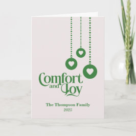 "Comfort and Joy" Pink Green Christmas Karte