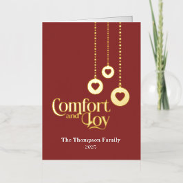 "Comfort and Joy" Red Foll Foil Holiday Card