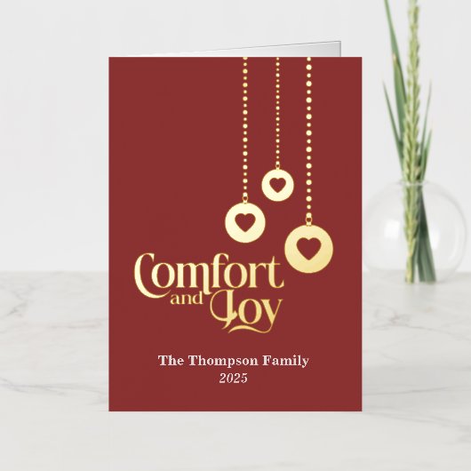 "Comfort and Joy" Red Foll Foil Holiday Card (Vorderseite)