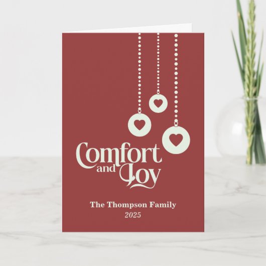 "Comfort and Joy" Rote Weihnachten Karte (Vorderseite)