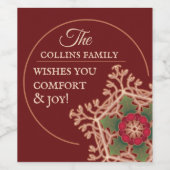 Comfort & Joy Holly Star Personalisiert Weinetikett (Einzelnes Label)