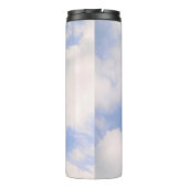 Comforting Sky Blue Bible Verse White Cross Thermosbecher (Rückseite)