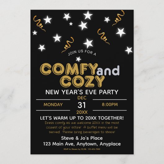 Comfy and Cozy New Year's Eve Party Invitation Einladung (Vorderseite)