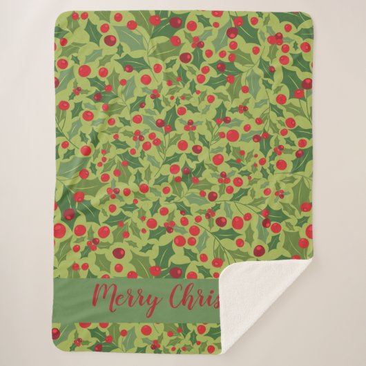 Comfy Frohe Weihnachten Urlaub Mistletoe Sherpa B Sherpadecke (Vorderseite)