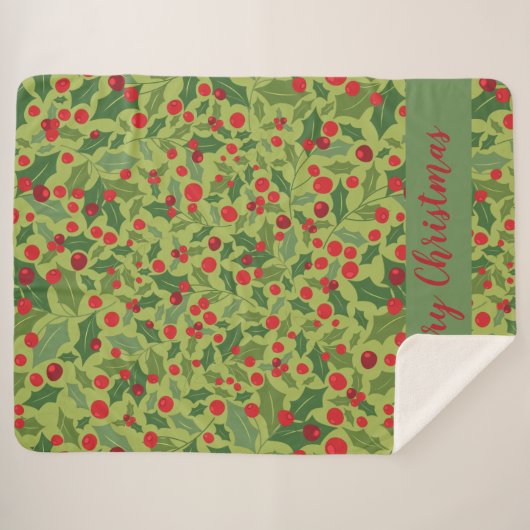 Comfy Frohe Weihnachten Urlaub Mistletoe Sherpa B Sherpadecke (Vorderseite (Horizontal))