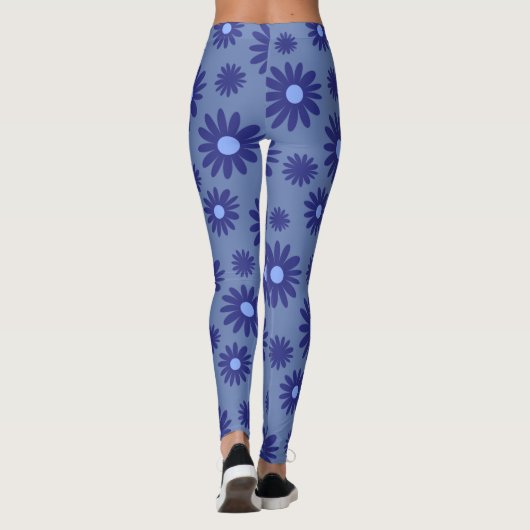 Comfy Hipster Blue Daisy Leggings (Rückseite)