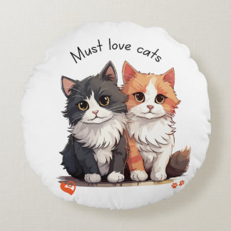 Comfy Katzenliebhaber themed cushion! Rundes Kissen
