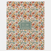 Comfy Olive Green Rust Copper Autumn Flower Art  Fleecedecke (Vorderseite)