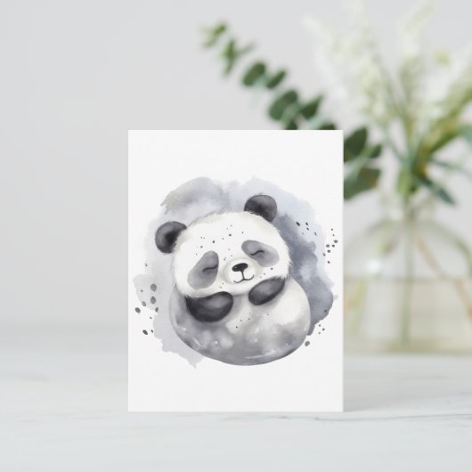 Comfy Panda Postkarte (Stehend Vorderseite)