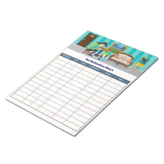 ComfyPaws Pet-Medikationstabelle Notizblock (angewinkelt)