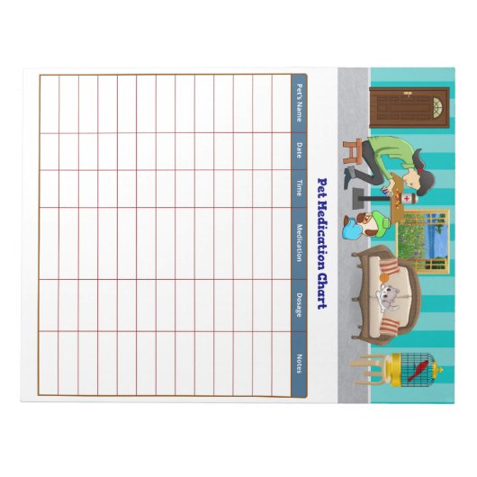 ComfyPaws Pet-Medikationstabelle Notizblock (Vorderseite)