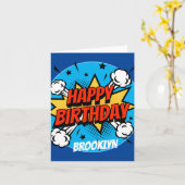 Comic Art Birthday Boy Typografie Karte (Gelbe Blume)