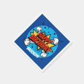 Comic Art Birthday Boy Typografie Serviette (Ecke)