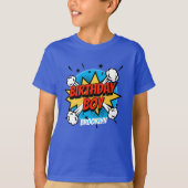 Comic Art Birthday Boy Typografie T-Shirt (Vorderseite)