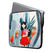 Comic Art Girl in Wald Laptopschutzhülle (Vorderseite Links)