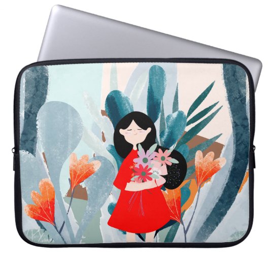 Comic Art Girl in Wald Laptopschutzhülle (Vorderseite)