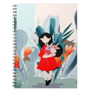 Comic Art Girl in Wald Notizblock